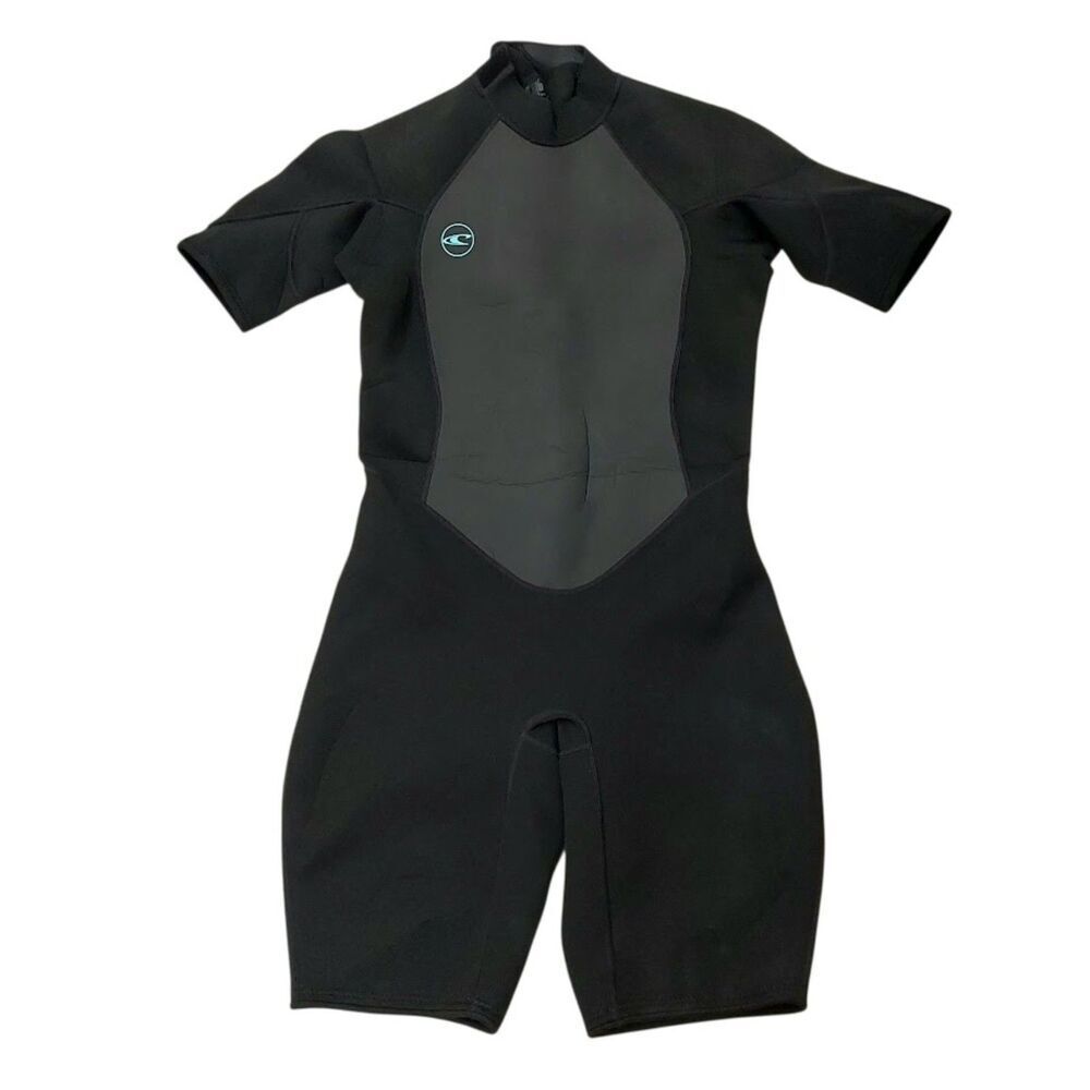 ONeill Womens 14 Black Spring Wetsuit 2.2mm Short Sleeve Back Zip Surfing Beach